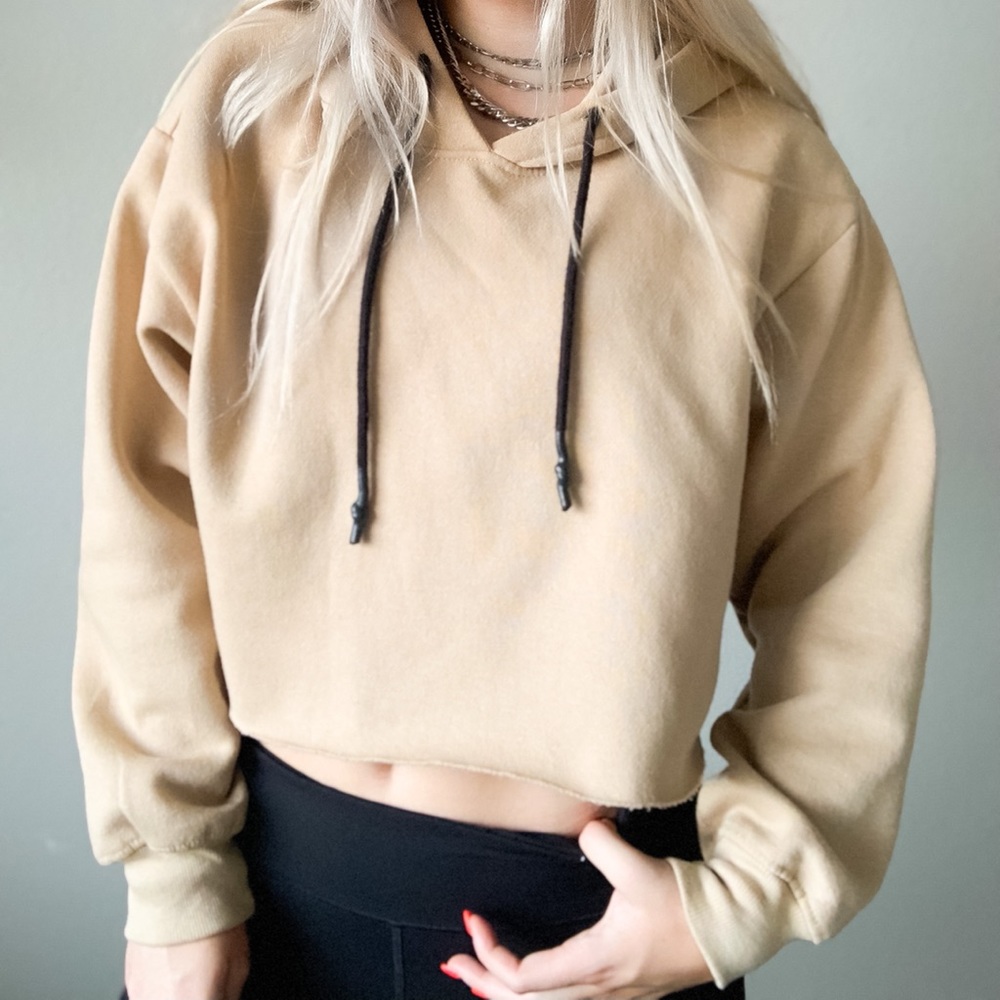 Beige Crop Top Sweatshirt